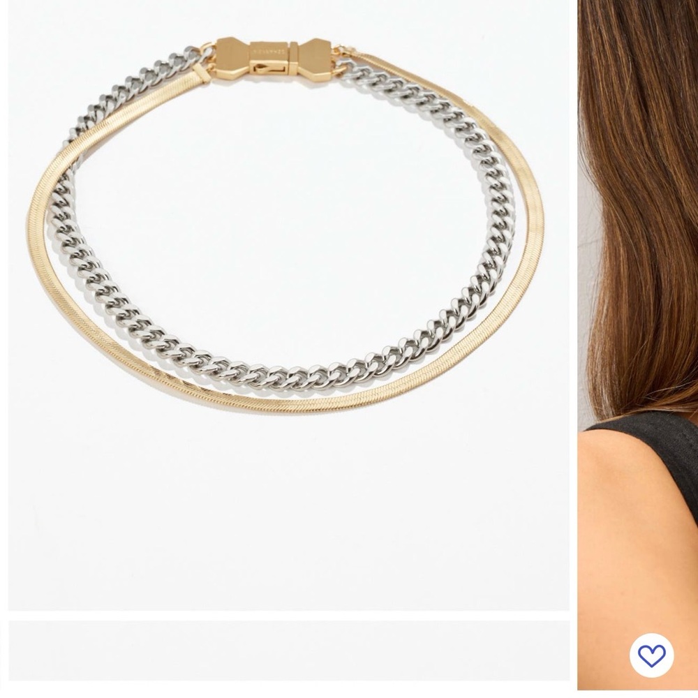 Two-Tone Gold and Silver Layered Chain Necklace - Women's Jewelry